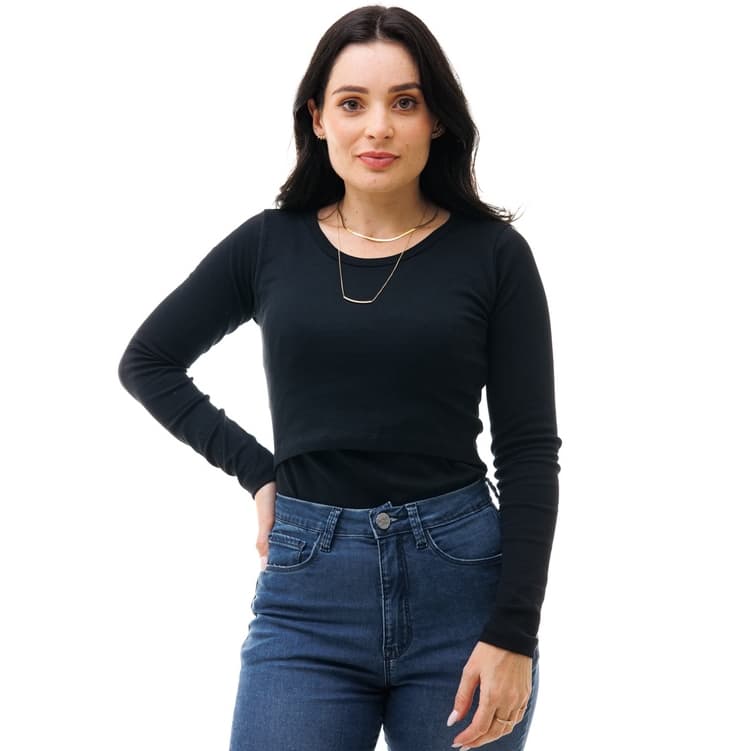 Blusa Manga Longa Amamentação VÁRIAS CORES