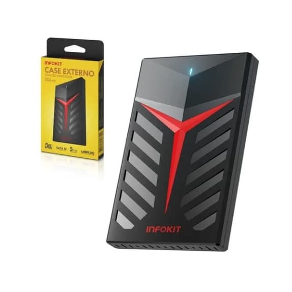 Case para HD de 2.5 polegadas SATA USB 3.0 LED INFOKIT ECASE-350