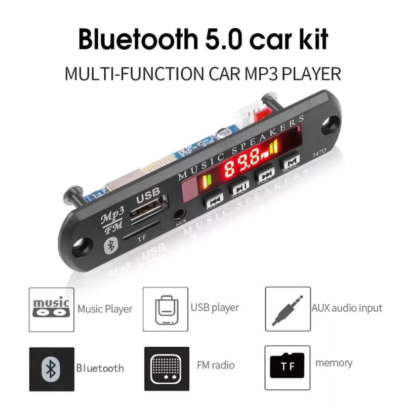 Decodificador Kebidu Bluetooth 5.0 MP3 Auxiliar Pen drive Cartão SD