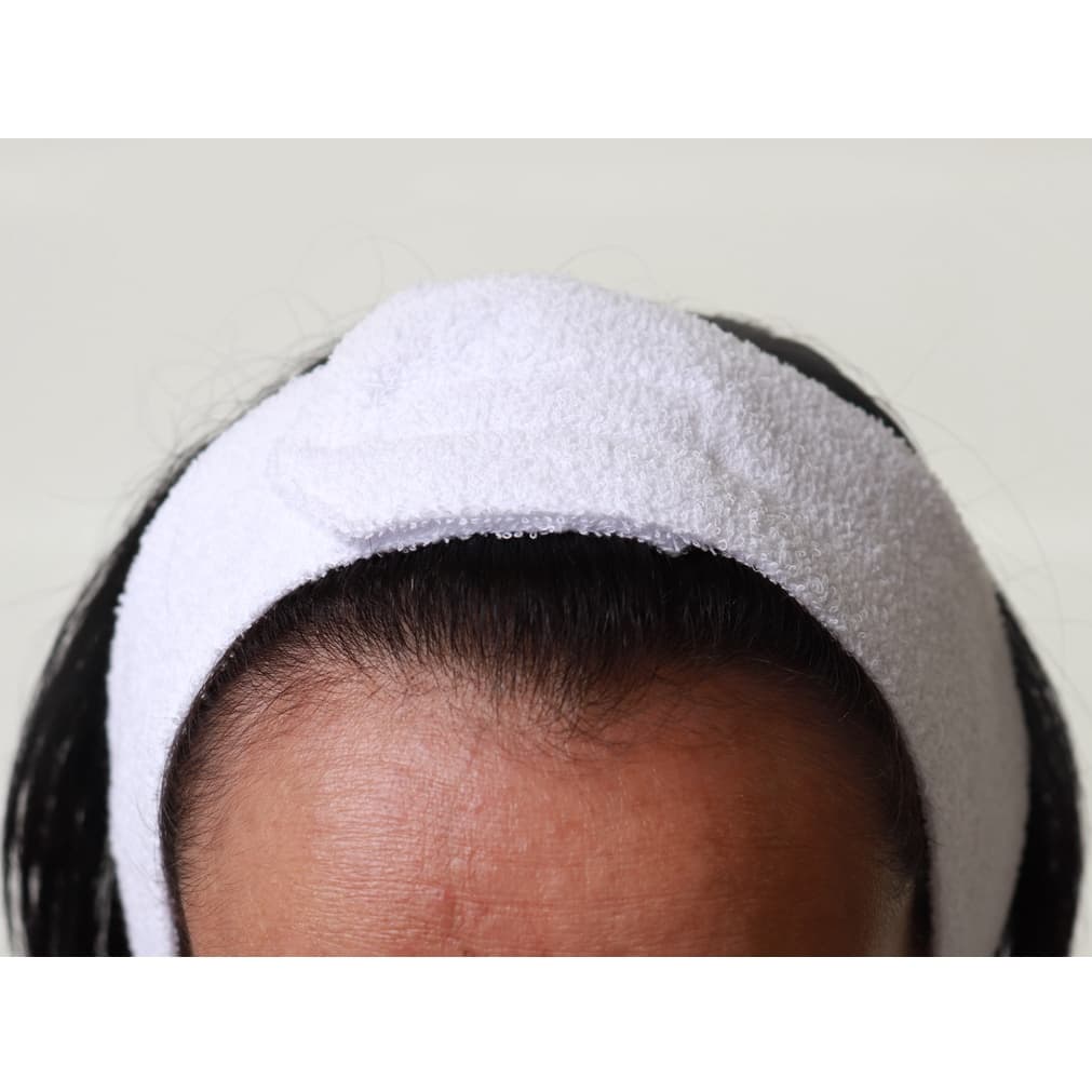 kIT 05 Faixa de Cabelo Atoalhada Limpeza Facial e Maquiagem Branca/ Preta 100 % Algodão