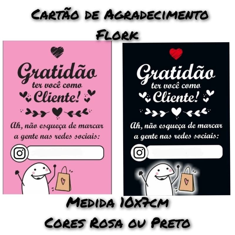 Cartão de Agradecimento Gratidão ter você como cliente Meme Flork Bentô 10x7Cm