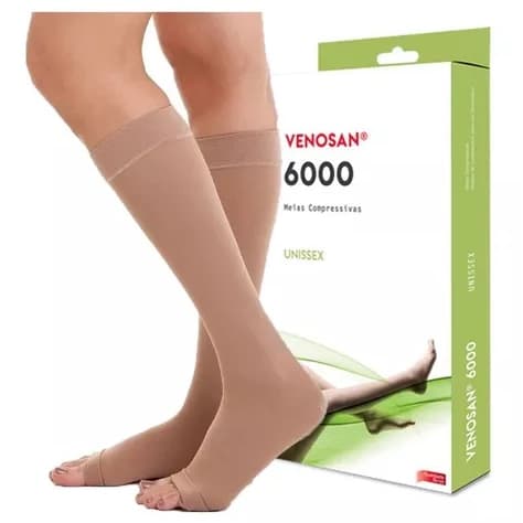 Meia Compressiva 6000 Venosan AD 3/4 Alta Compressão 30-40mmhg Pé Aberto