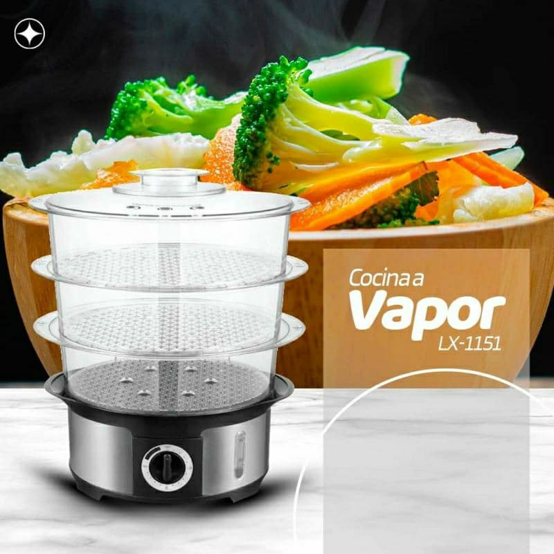 Panela Elétrica A Vapor Luxor Lx-1151 Vaporeira De 3 Andares fogão elétrico 750 w