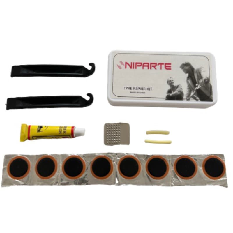 Kit NIPARTE Estojo Reparo Remendo Para Câmara Pneu Bike Bicicleta C/Espátulas - produto NP-1931