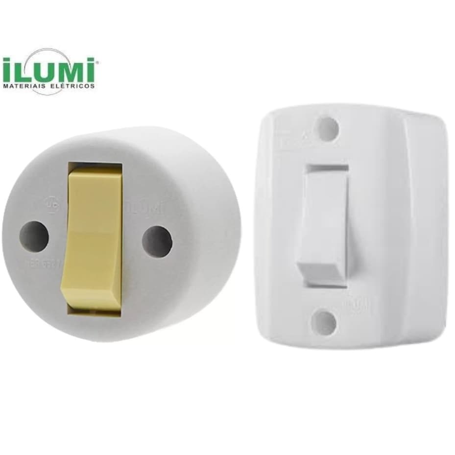 Interruptor Externo Sobrepor Redondo | Retangular Ilumi