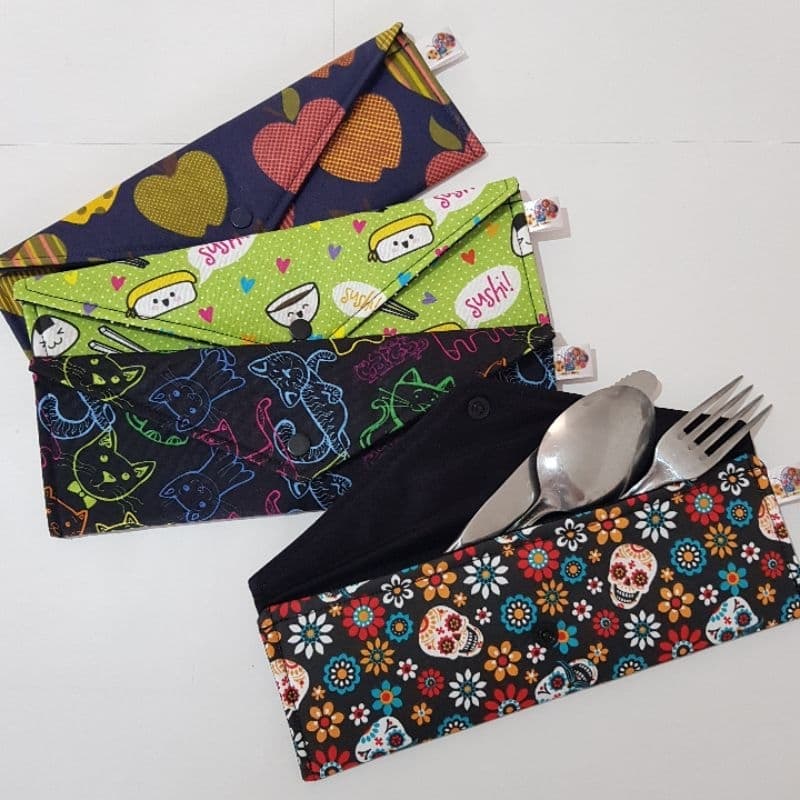 Porta Talher de Tecido 8x23cm Estojo para talheres, organizador de bolsa termica.