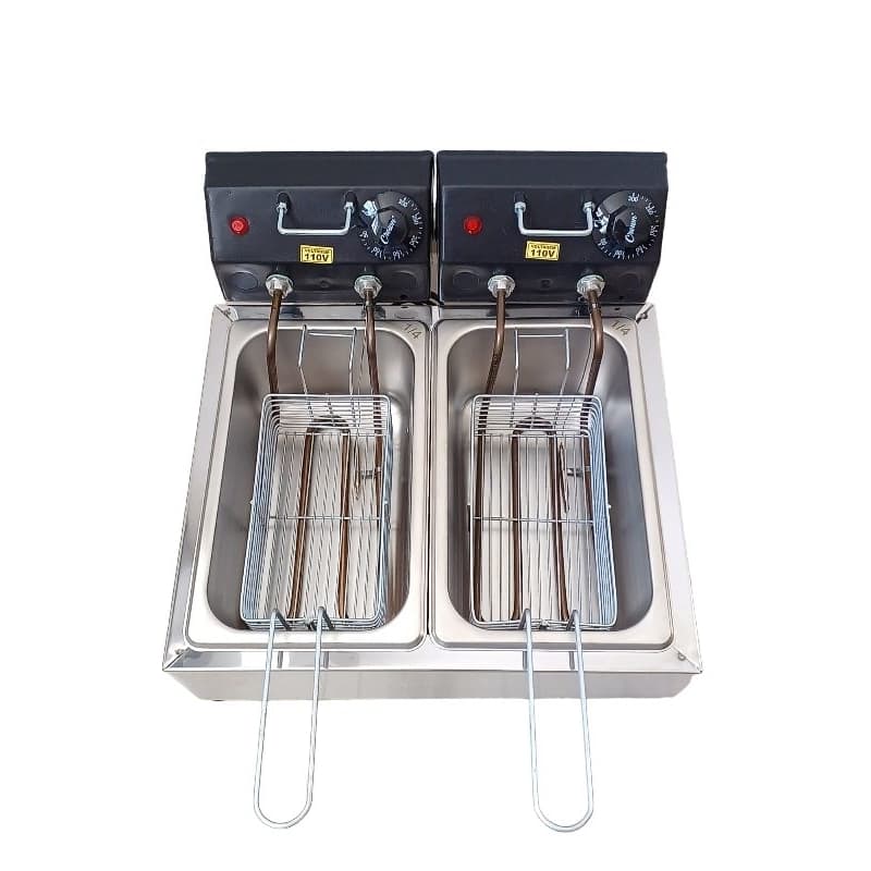Fritadeira Elétrica Industrial 6 Litros 2 cubas de 3 litros Profissional