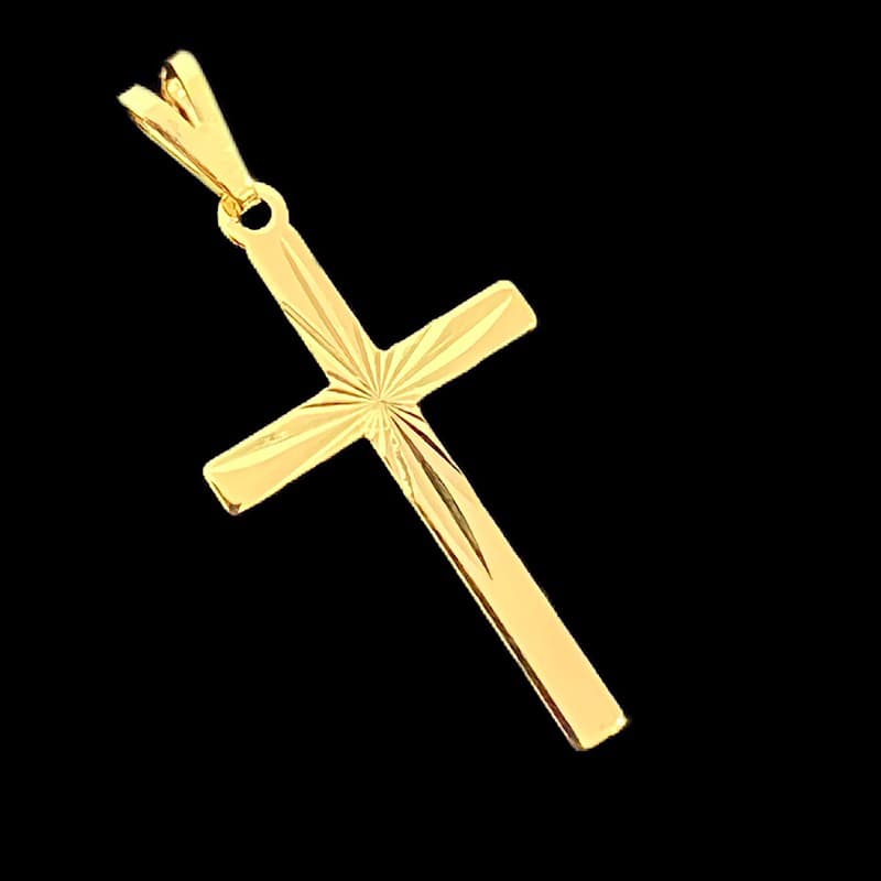 Pingente Cruz Crucifixo Cruz Riscada Banhado A Ouro 18k