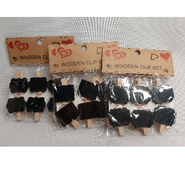 Mini Pregador de Madeira C/ Quadrinhos de Louça - pacote com 6 unidades