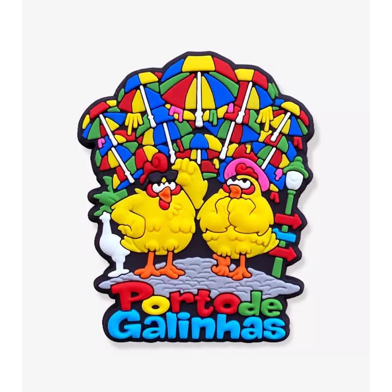 Ímã emborrachado de geladeira de Porto de Galinhas/ PE