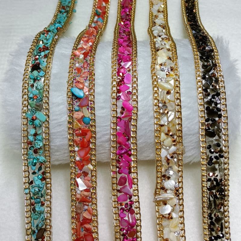 1 ou 2 Metros Fita Tira Strass Aplique Roupa Termocolante Strass Pérola Pedraria Corrente Cascalho