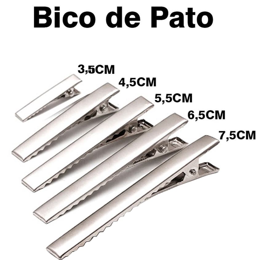 Presilha Bico de Pato Jacaré 3,5 a 7,5cm – Kit 50 ou 100 Unidades para Laços e Artesanato
