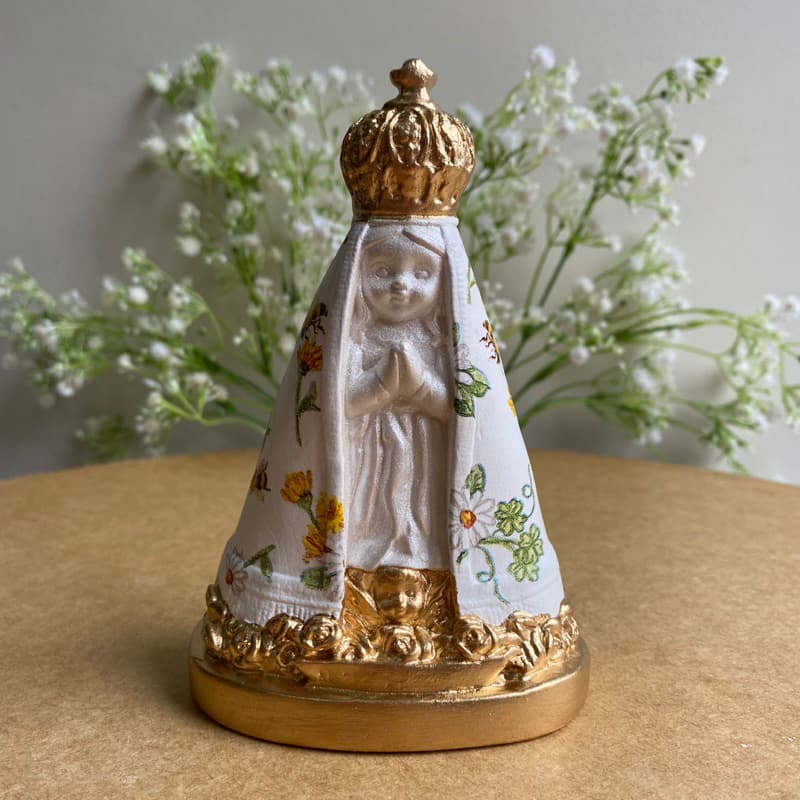 Nossa Senhora Aparecida Baby 14cm Decoupage delicada / Lembrança Batizado