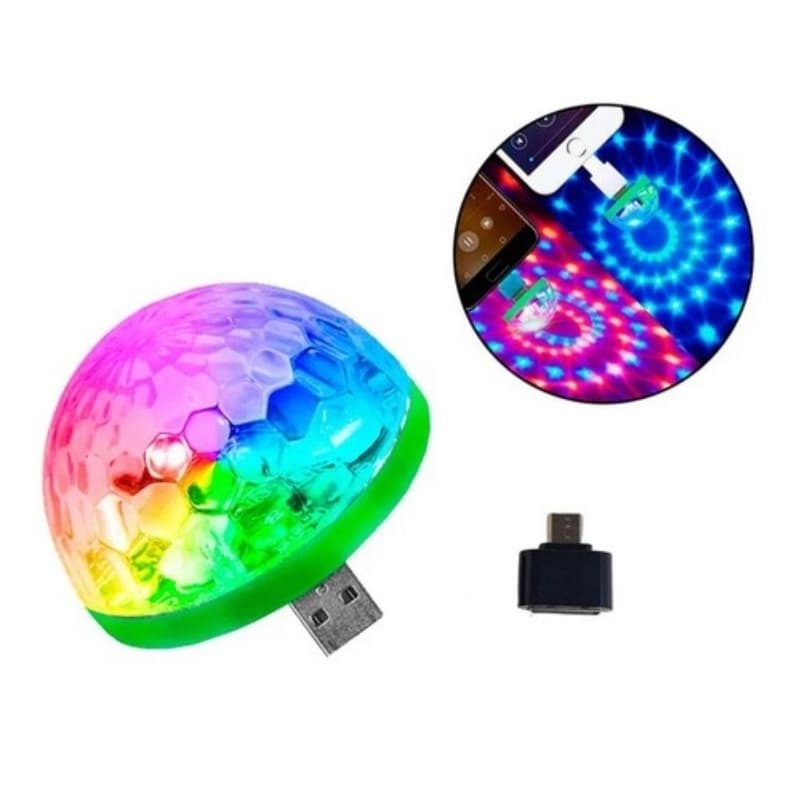 Mini Globo De Festa Luz Led Rgb Para Celular Carro Usb C/OtG