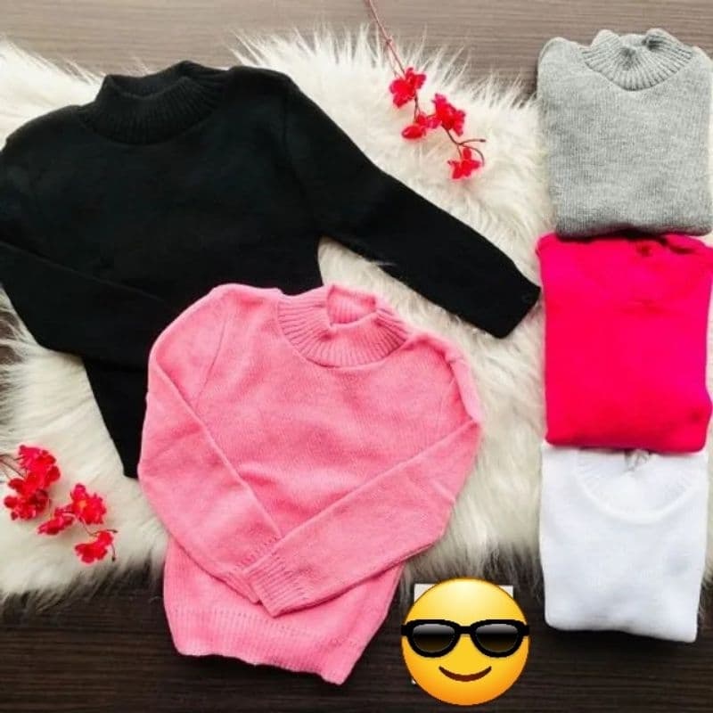 Blusa de Frio Lã Menina Cor Lisa e Listrada