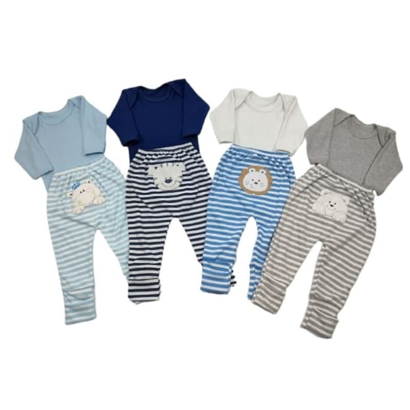 Conjunto Body Calça Pé Reversível  Bebê Menino Menina- NÃO É BORDADO