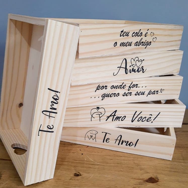 Bandeja de Madeira pinus para Cesta de Café da Manhã personalizada com Frases