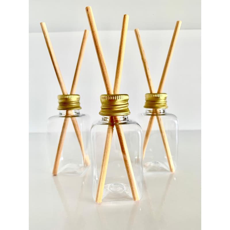 100 Frascos Pet para Aromatizador / Difusor Quadrado 42 ml. Tampa Alumínio