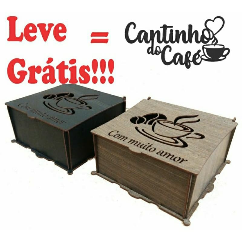 Caixa Porta Cha mdf + Cantinho do café