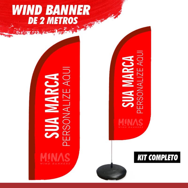 Wind Banner 2 metros - kit completo, Arte Gratis, Personalizado - (PROMOÇÃO).