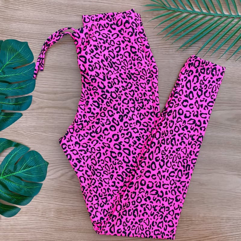 Calça Legging com Cordinha Corda Cintura Alta Fitness para Academia e Caminhada