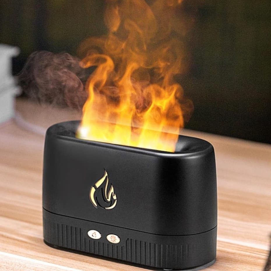 Difusor De Aroma De Chama USB Umidificador De Ar Ultrassônico Criador De Névoa Fria LED Lâmpada Difusora De Óleo