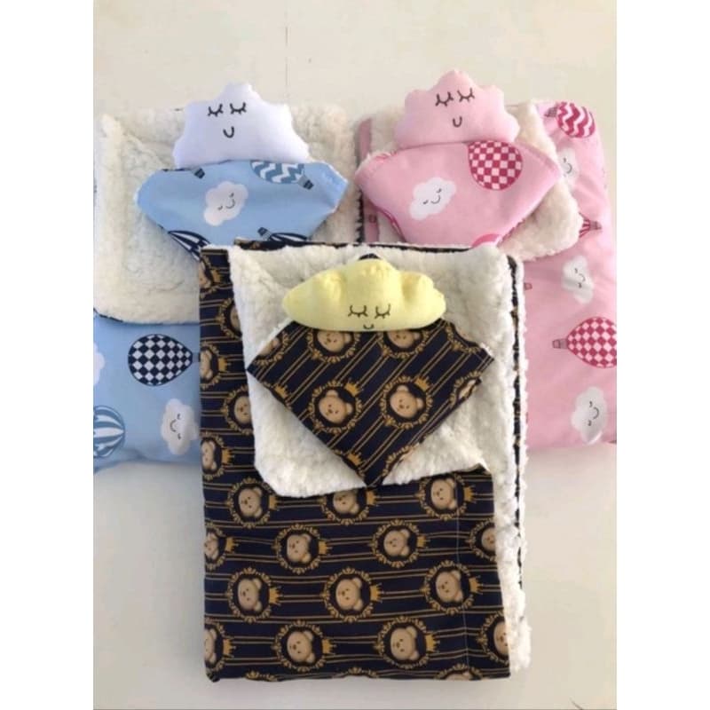 Kit Manta Edredom Sherpa p/ Bebê + 1 Naninha Sherpinha (MENINO/MENINA).
