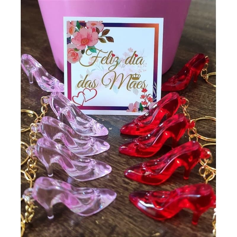 Chaveiros Lembrancinha Sapatinho + Tag Feliz Dia das Mães Mimo Cliente