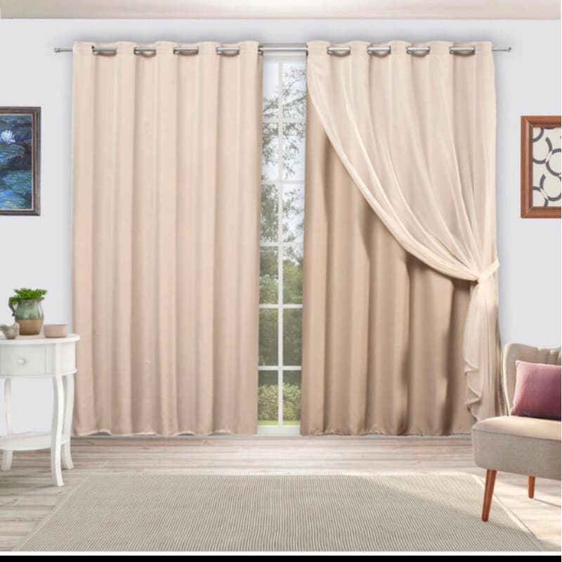 Cortina 4,00 X 2,70 Semi Blackout Voil Liso Em Microfibra Quarto Ou Sala - Promoção Limitada