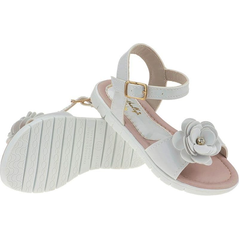 Sandalia Infantil Menina Conforto Leve Dia a Dia Escolar Flor Daminha Festa