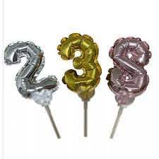 1 Balão Número Metalizado 12cm Topo Bolo Topper