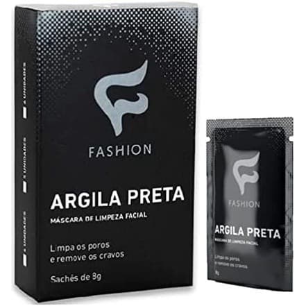 Máscara Facial de Limpeza Argila Preta Fashion (Caixinha com 5 sachês de 8g)