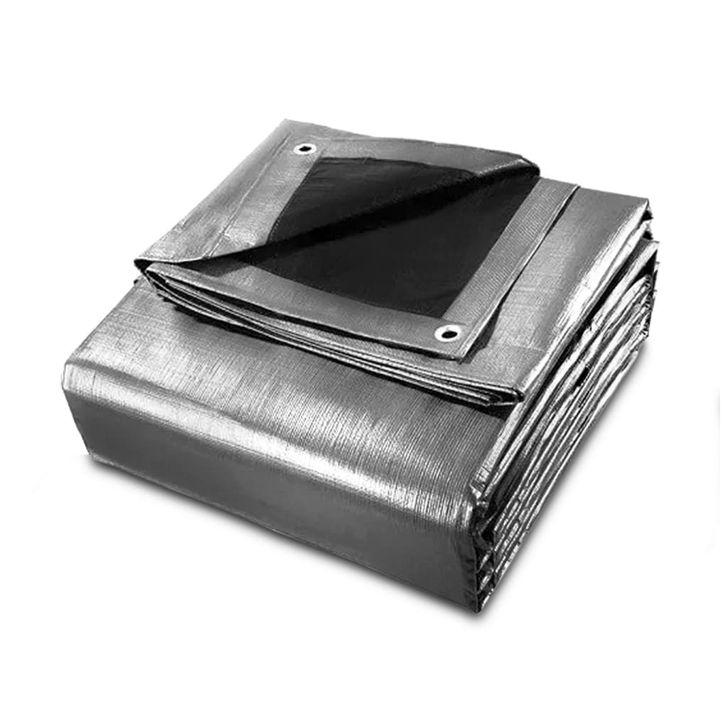 Lona Blackout Impermeável Multiuso 300 Micras Cinza Preto 2x2 Metros Em Polietileno Com Ilhós