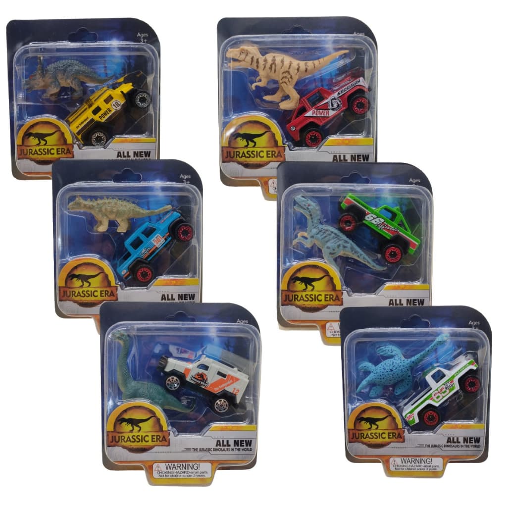 Carrinhos Dinossauros Jurasic Era Miniaturas Carro e Boneco Dino Colecionáveis