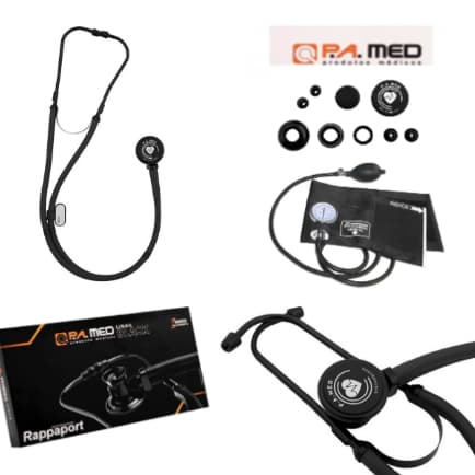 kit Estetoscópio Linha Black Total Rappaport + Aparelho de Pressão PAMED Esfigmomanômetro