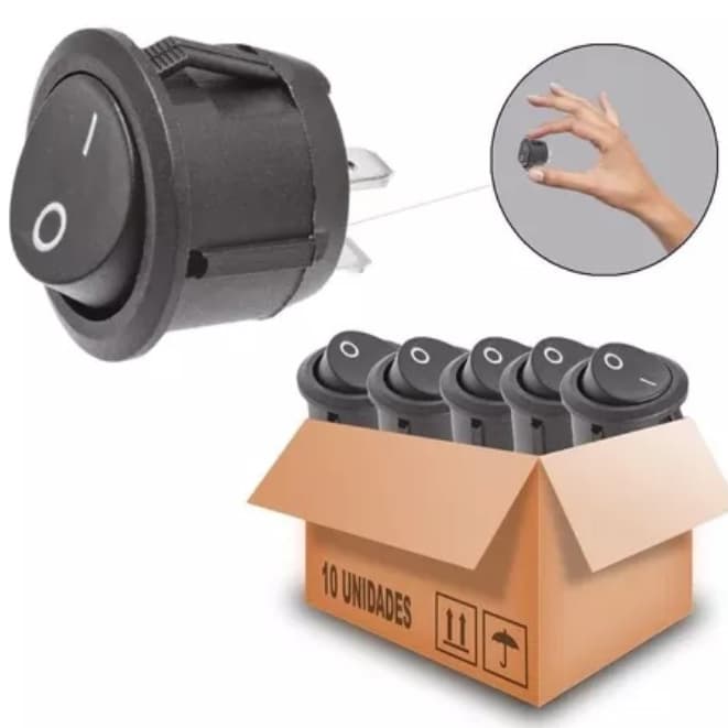 10pcs Chave Gangorra 2 Posições 2 Terminais Redonda 10a