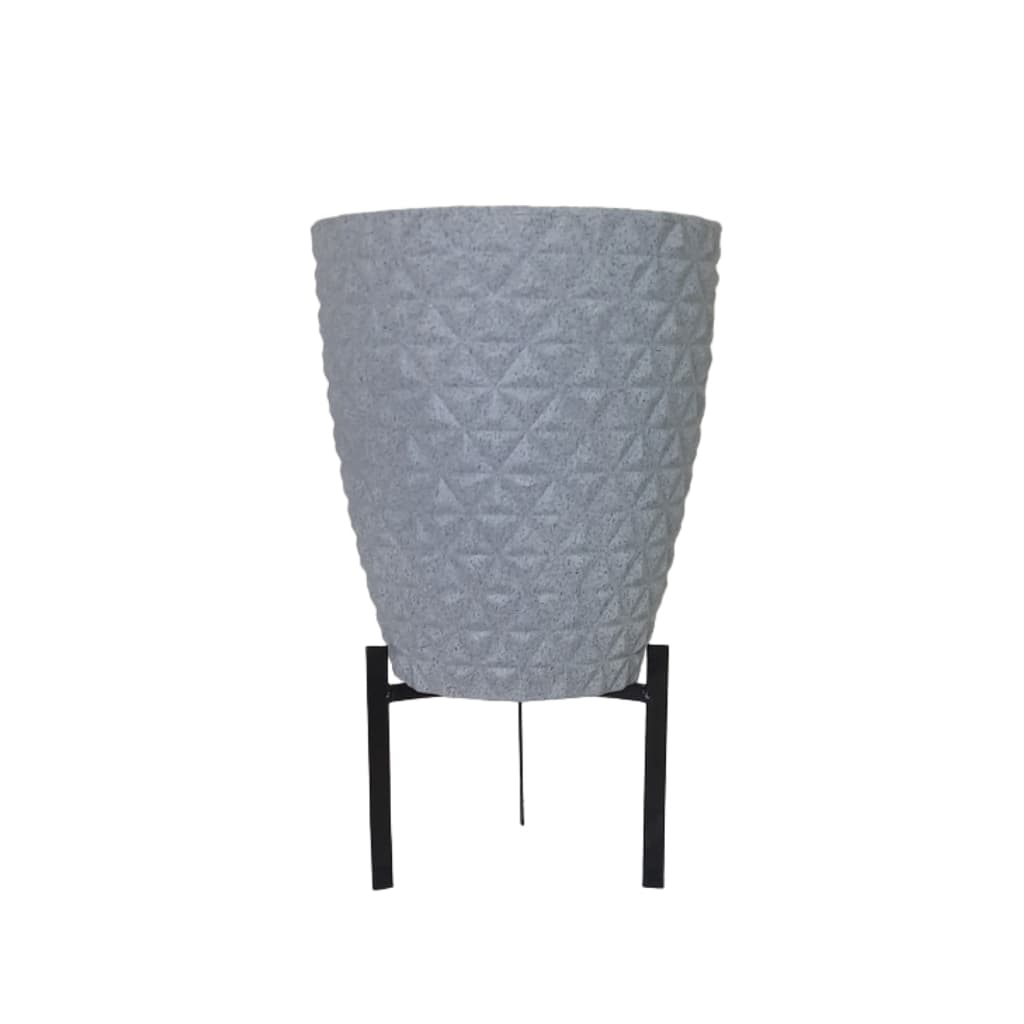 Vaso para planta coluna diamante redonda pp 30x26cm com prato e suporte
