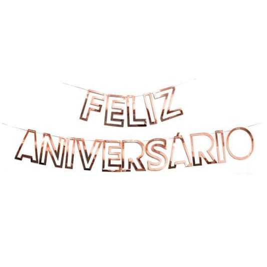 Faixa Feliz Aniversário Letras Vazada Metalizada Luxo Top