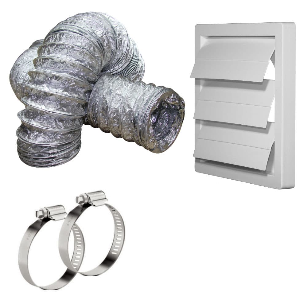 Kit para instalação de Coifa com grade de saída móvel auto fechante, duto flexível e 2 abraçadeiras