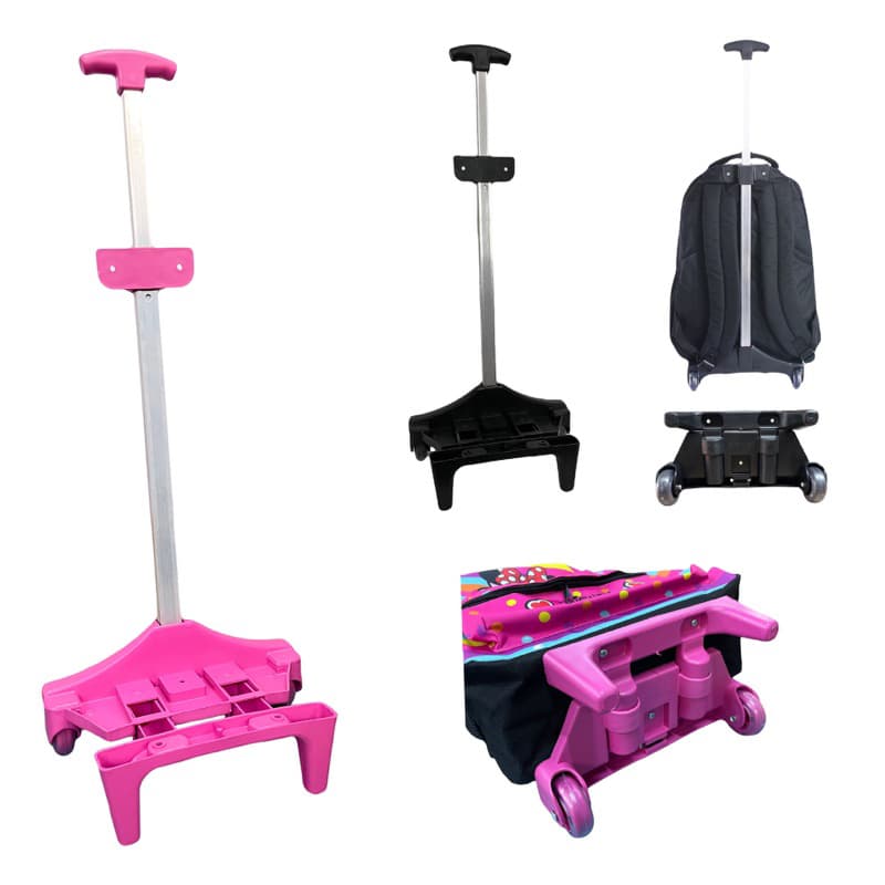 Carrinho Suporte de aluminio para mochila tamanho 43 a 45 cm ROSA / PRETO