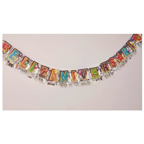 Faixa Colorida Feliz Aniversário com Papeis Metalizados