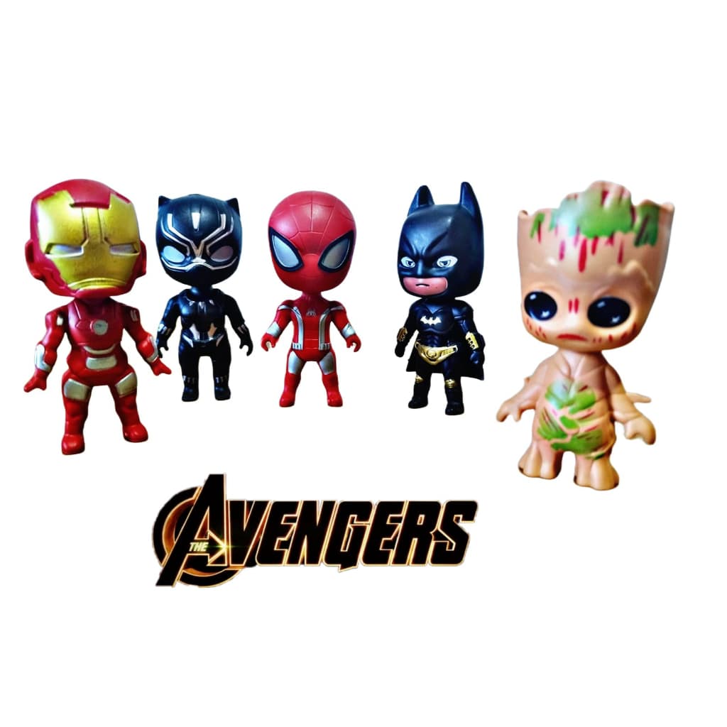 Kit C/ 05 Mini Bonecos 08cm Vingadores Avengers Herois Kids Figuras Ação