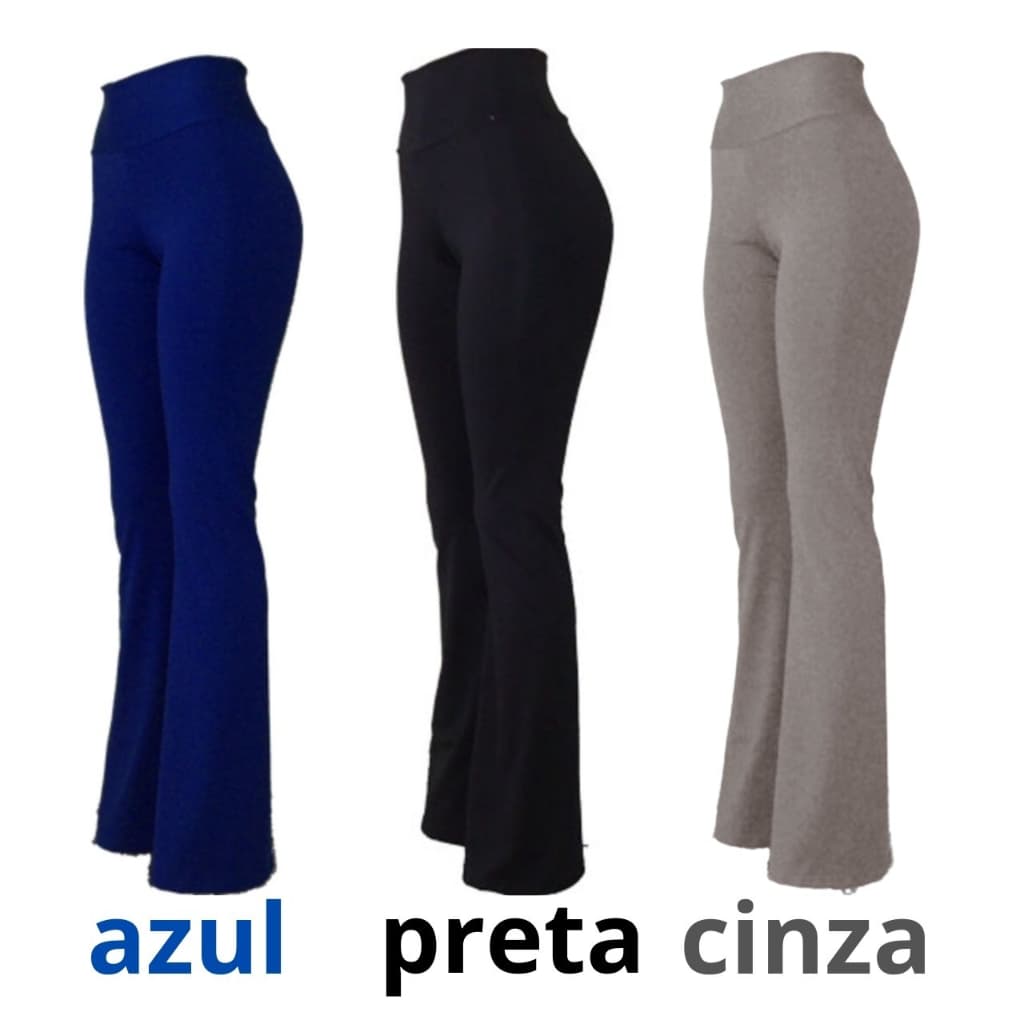 Calça FLARE Leg Feminina Boca Sino Bailarina Legging Cintura Média Suplex, Academia. Fitness, Casual