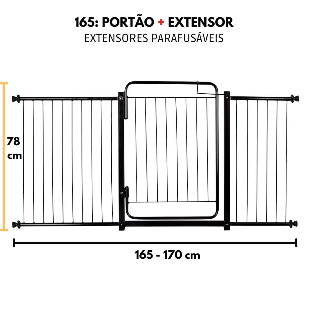 Portão Pet Grade De Metalon Bebê Cachorro 165 A 170 Cm