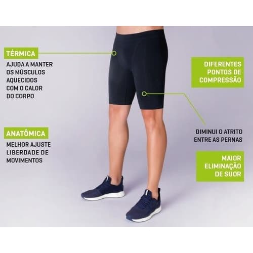 Bermuda Térmica Compressão Sem costura Anti Assadura Short Preto Original Selene Masculina