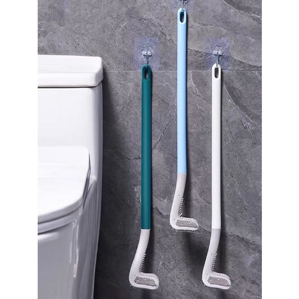 Escova Sanitária Golfe Silicone Com Adesivo Para Parede Limpar Vaso Banheiro Toalete
