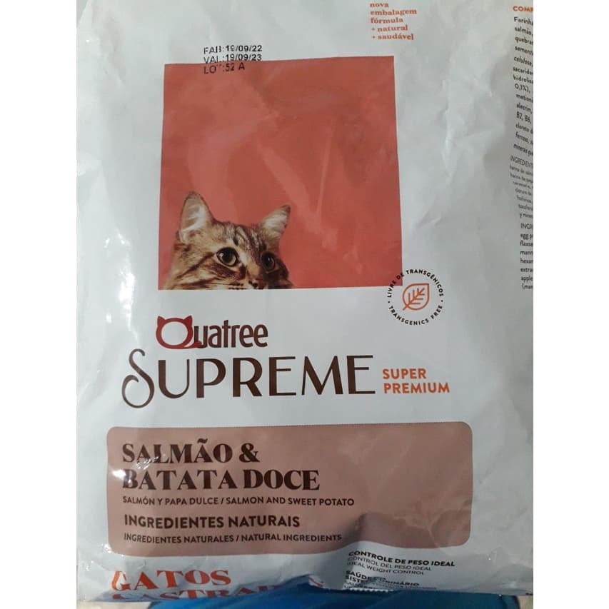 Ração Quatree Supreme Gatos Castrados Salmão e Batata Doce 1 kg