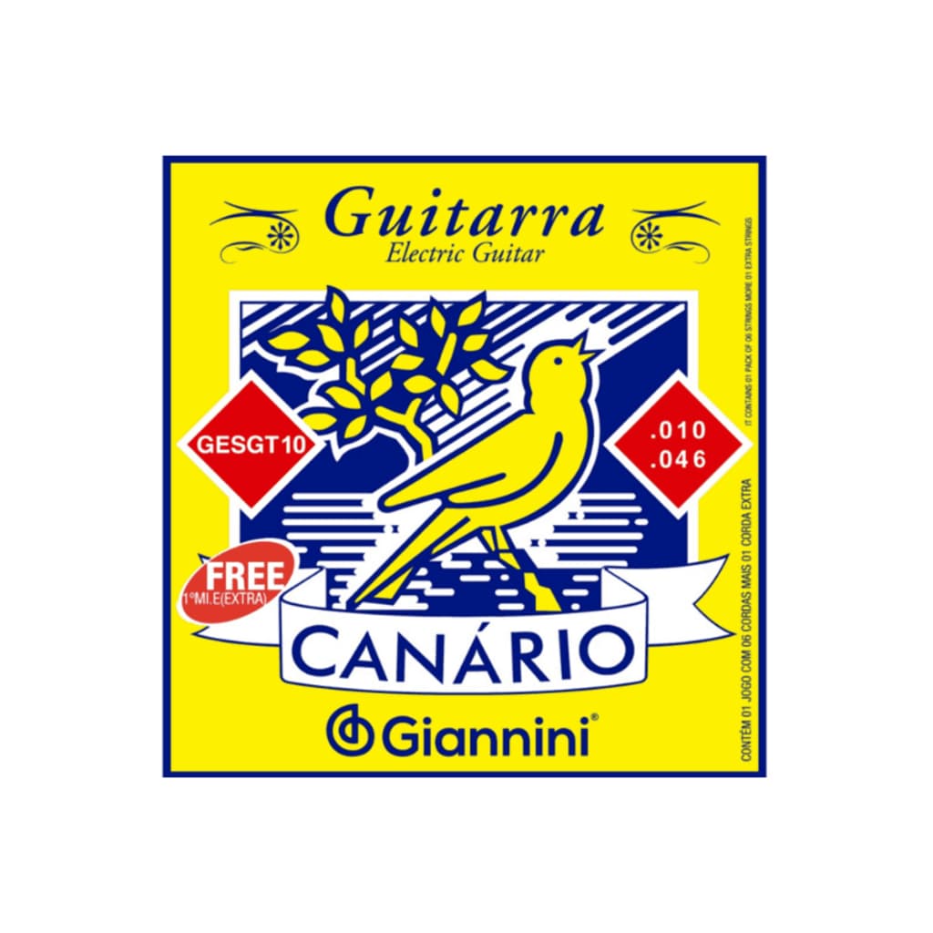 CORDAS DE GUITARRA GIANNINI CANÁRIO GESGT10 0.10