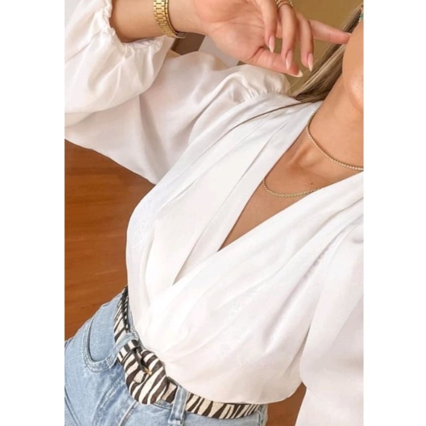 Blusa Body Tecido Duna Nao Amassa Manga Longa Princesa Bulfante