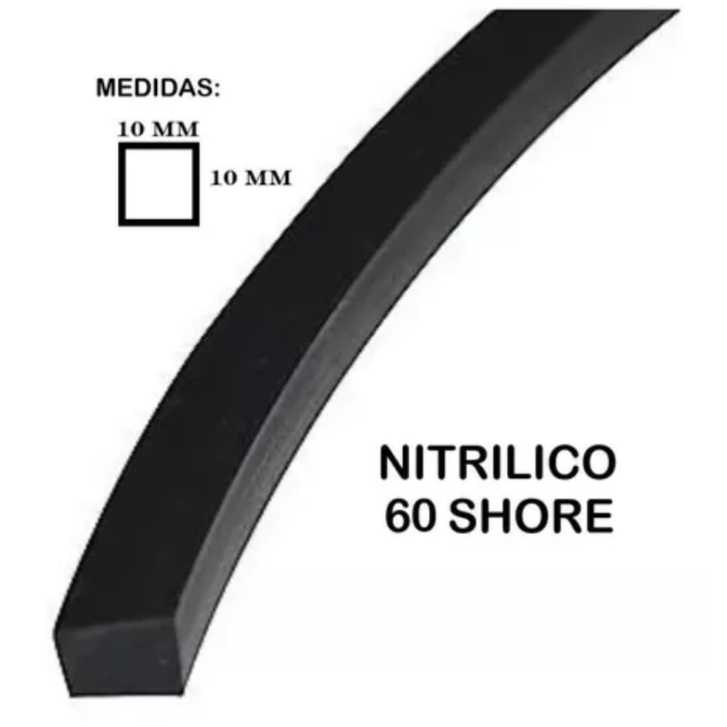 Cordão Borracha Quadrado Vedação 10mmx10mm Nitrílico 5metros